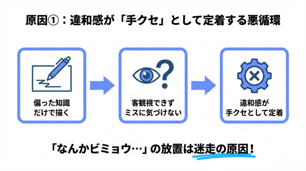 イラスト 独学 限界 違和感の原因に気づけない