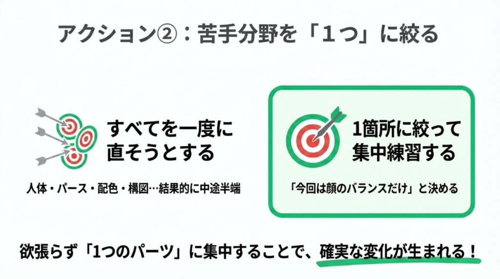 イラスト 独学 限界 苦手分野を1つに絞って短期集中した