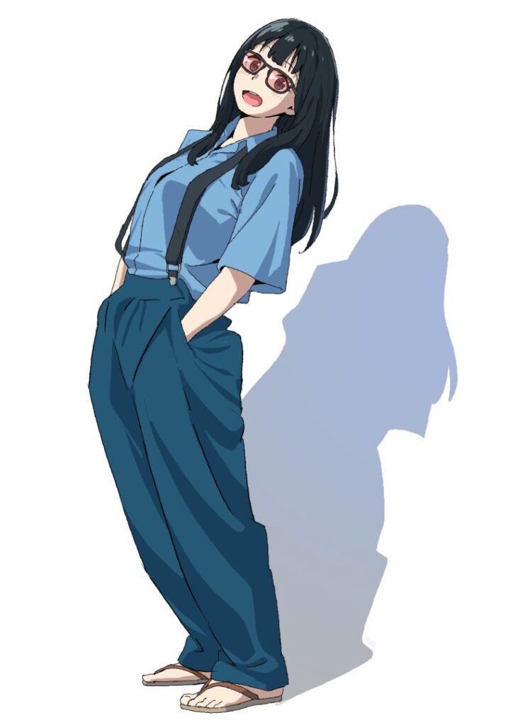Coloso(コロソ)hide「どんな角度からでも描けるようになる人物画練習ドリル」|黒髪眼鏡の女性キャラ全身ポーズのカラーイラスト