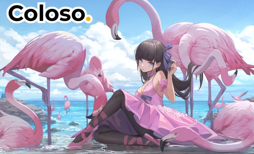 Coloso Nekojira講座CTA|フラミンゴとピンク衣装の女性キャラクター